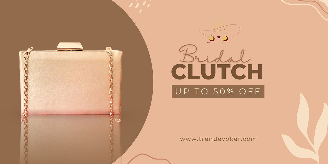 Golden pouch and pearl-embellished bridal clutch bag for weddings, perfect for brides-to-be in Pakistan.