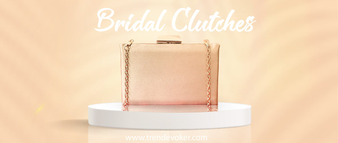 Golden bridal clutch bag with pearls – wedding clutch for bride in Pakistan.