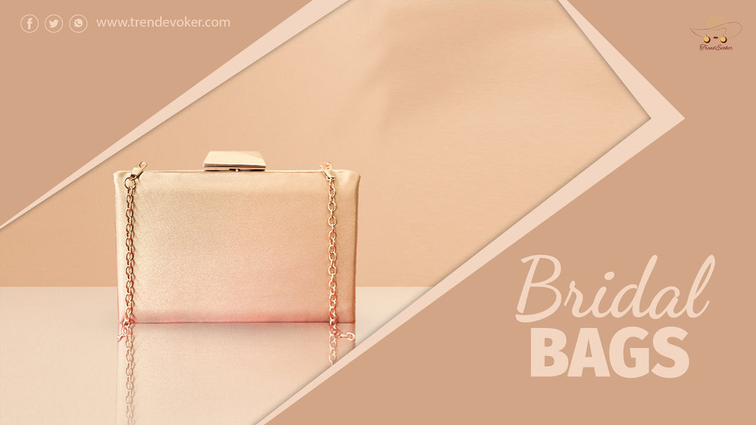 Elegant golden bridal clutch bag with pearl embellishments – perfect for weddings in Pakistan.
