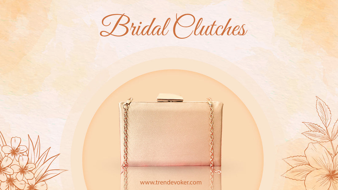 Golden pouch bridal bag paired with Pakistani wedding outfit.