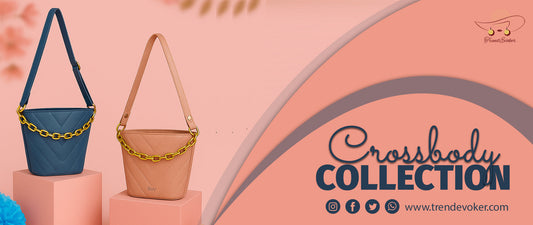Stylish crossbody bags for women in Pakistan including pearl, leather, and beaded designs from TrendEvoker.