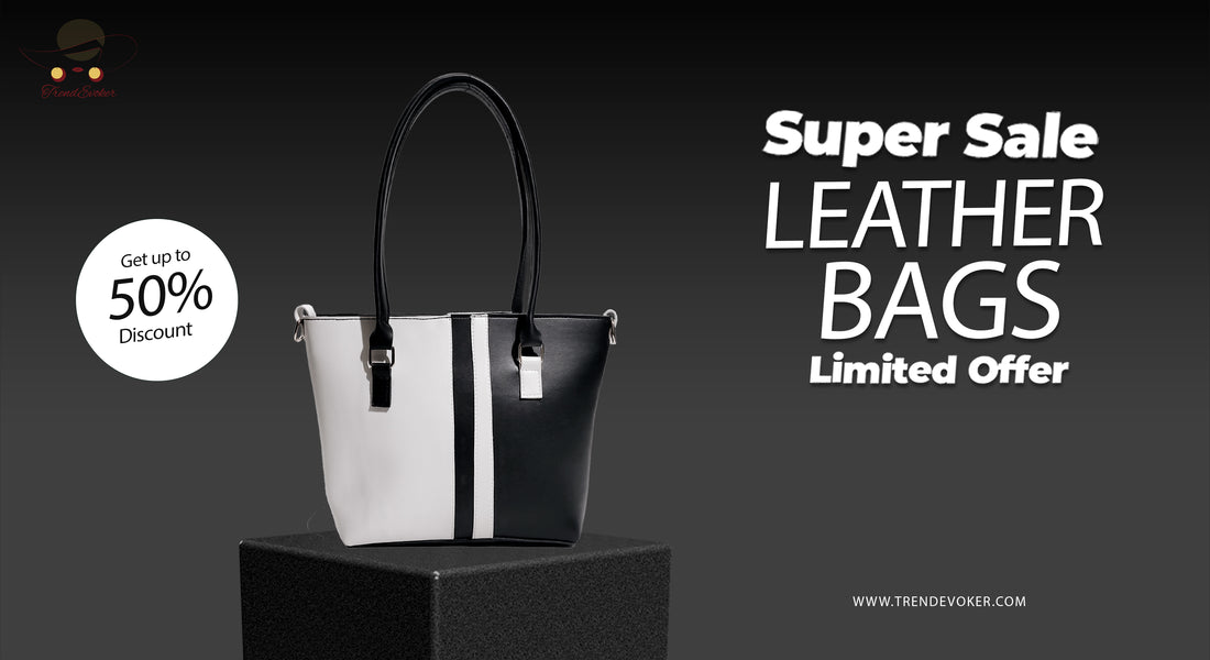  Leather bags in Pakistan, including leather tote bags, crossbody handbags, and premium leather travel duffles for women.