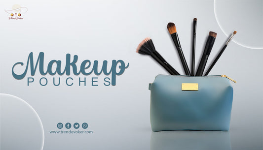 Bride holding a stylish leather makeup pouch from TrendEvoker Pakistan.