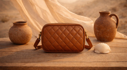 Stylish makeup bags in Pakistan including leather crossbody bag, mini makeup pouch and designer clutch for women.