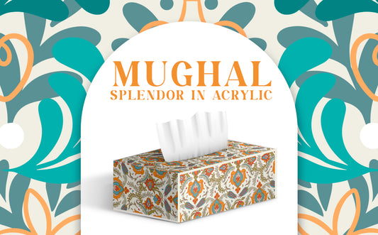 Mughal-inspired acrylic tissue box in Pakistan, stylish and elegant design perfect for home and car décor