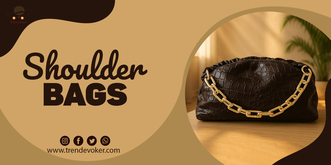 Luxury branded shoulder bags for women in Pakistan – TrendEvoker collection including leather, crossbody, tote, and wooden handbags.