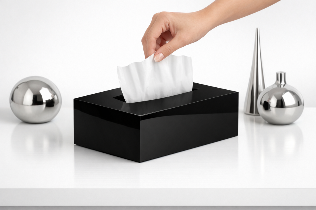 Stylish acrylic tissue box and designer tissue box cover for home and car use in Pakistan.