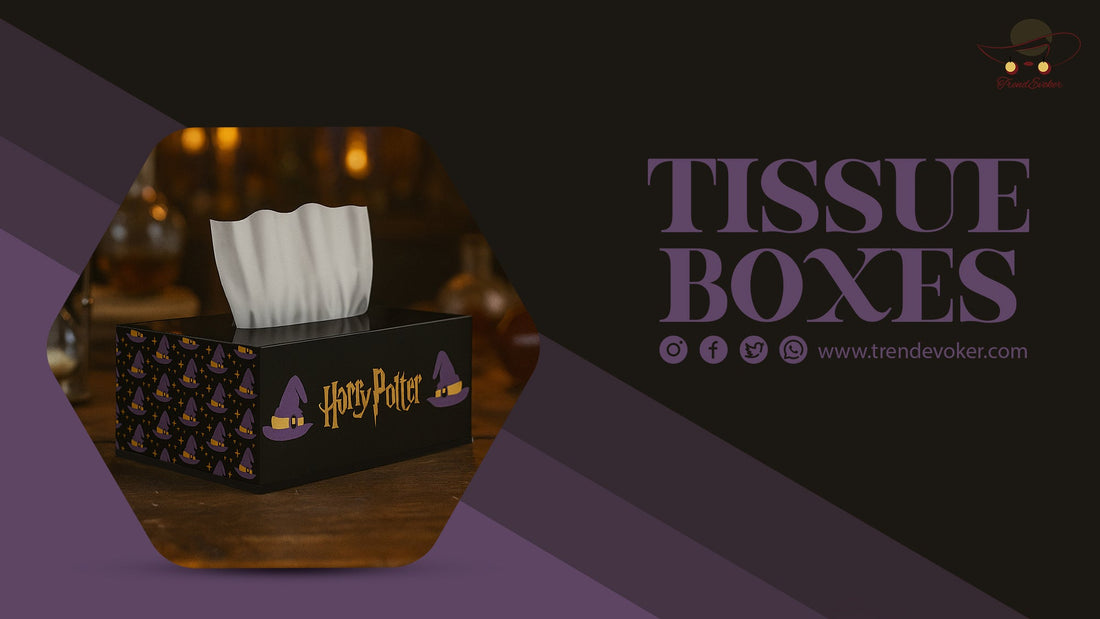 Child using a Harry Potter-themed tissue box to learn hygiene at home in Pakistan.