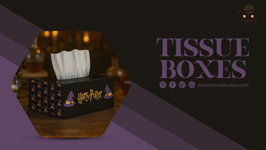 Child using a Harry Potter-themed tissue box to learn hygiene at home in Pakistan.