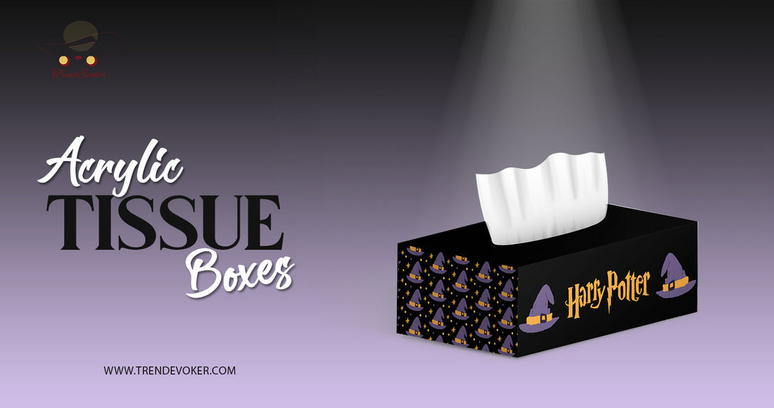 Stylish acrylic and Harry Potter-themed tissue boxes for home and car use in Pakistan – TrendEvoker 2026 collection.