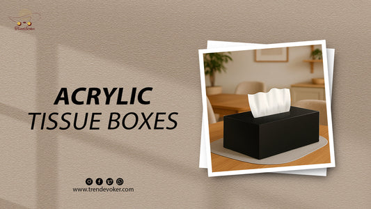 Stylish acrylic tissue box holder for modern living room décor in Pakistan.