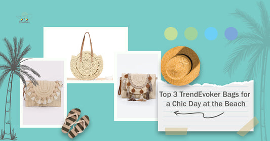 Boho tote bags, wicker fringe bags, and stylish clutches from TrendEvoker's beach collection, perfect for a chic day at the beach in Pakistan