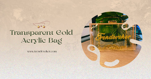 Elegant Transparent Gold Acrylic Clutch from TrendEvoker, a stylish and premium acrylic handbag perfect for formal events, parties, and casual outings in Pakistan