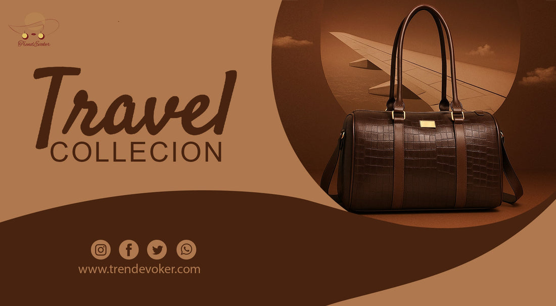 Woman carrying a premium leather travel tote bag in Pakistan – TrendEvoker designer handbag collection.