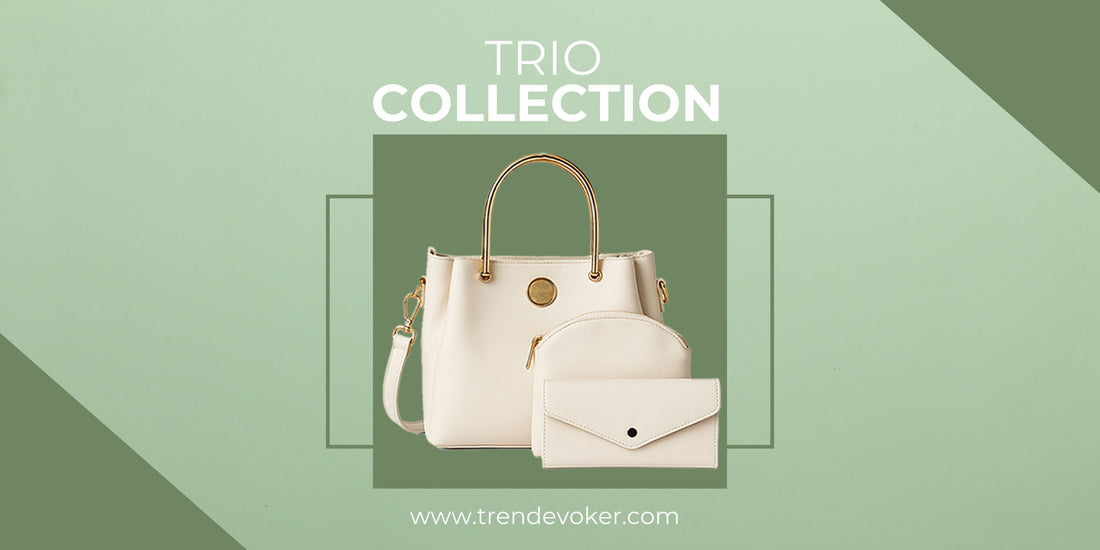 Elegant trio leather shoulder bag for women in Pakistan – crossbody, travel-friendly, genuine leather purse in brown tone.