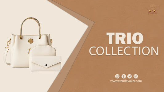 Elegant Trio leather shoulder bag for women – premium branded handbag in Pakistan by TrendEvoker.