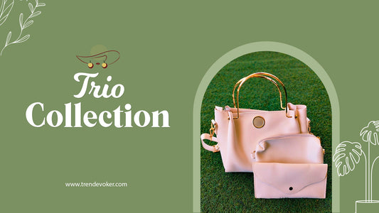 Stylish leather trio bags in Pakistan – Shoulder bag, crossbody bag, and clutch for women’s fashion.