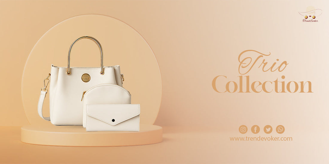 Premium leather shoulder, crossbody, and clutch bags set for women in Pakistan – stylish and branded, perfect for office, travel, and everyday use.