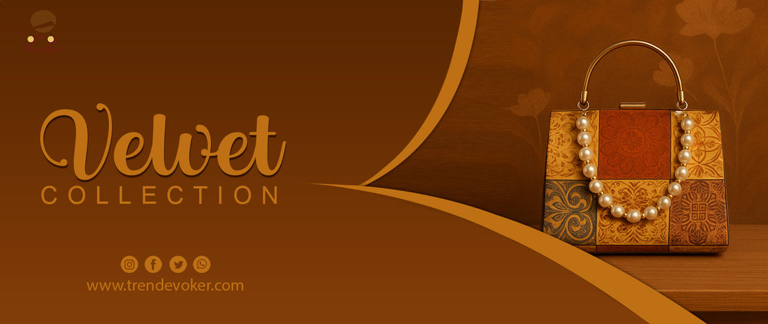 Elegant velvet shoulder bag for women in Pakistan – TrendEvoker Collection.