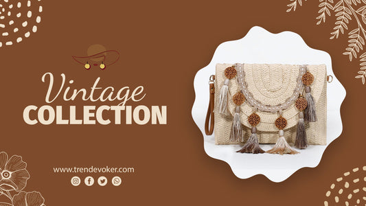 Boho tote bag and wicker fringe bag styled for a countryside picnic in Pakistan.