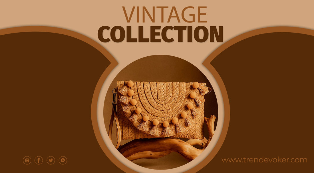 Handmade vintage clutch bag for women in Pakistan with bohemian design and wicker fringe detailing – perfect for beach holidays and formal events.