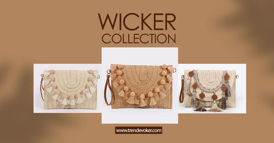 Trendy wicker fringe bag with a woven pattern, a must-have summer accessory.