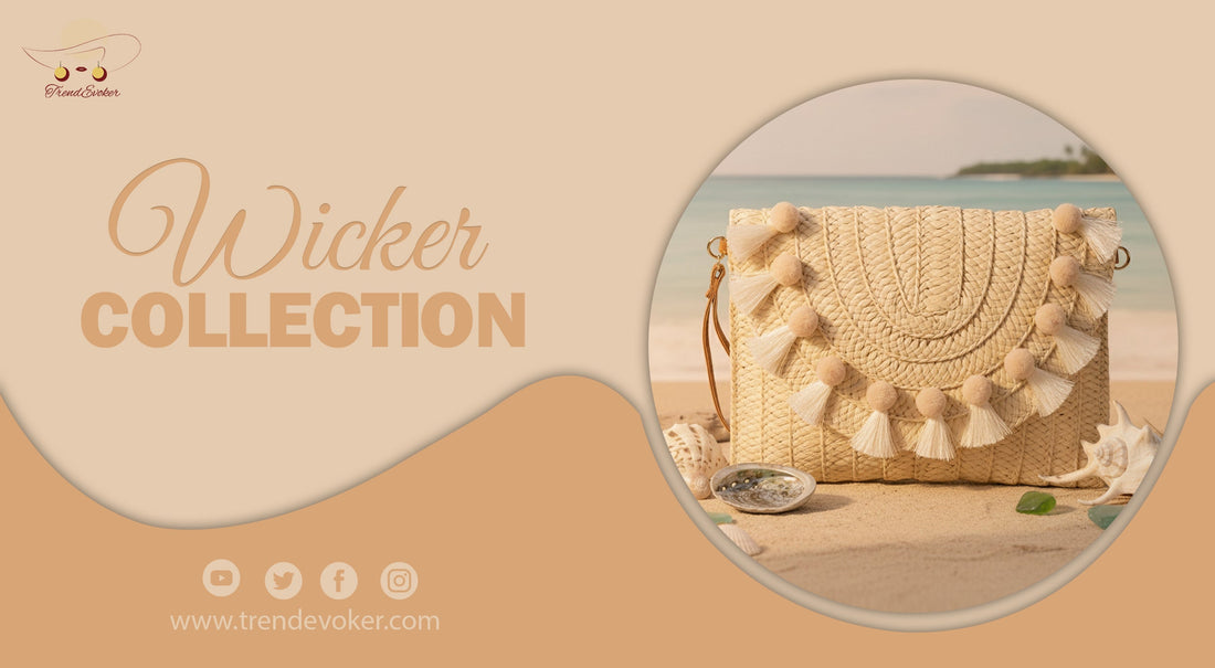 Handmade wicker fringe clutch bags for women in Pakistan – TrendEvoker Summer Collection.
