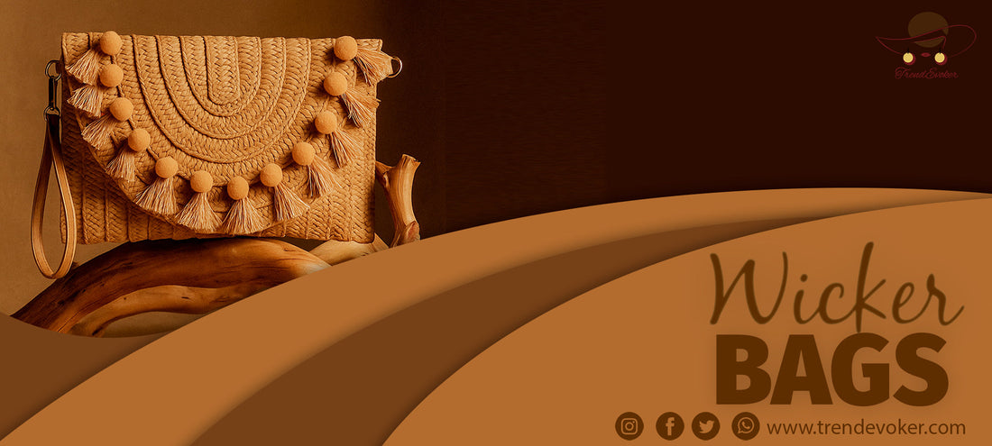 Handmade Wicker Fringe Bag styled with summer outfit – Boho beach clutch for women in Pakistan, available at TrendEvoker.