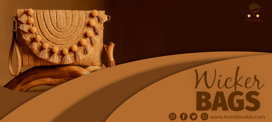 Handmade Wicker Fringe Bag styled with summer outfit – Boho beach clutch for women in Pakistan, available at TrendEvoker.