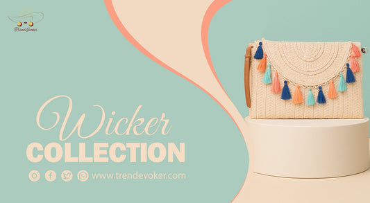 Handmade wicker fringe beach bag and clutch purse for women in Pakistan – TrendEvoker’s boho collection.