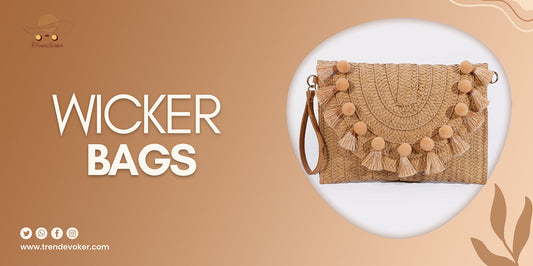 Eco-friendly wicker fringe bag paired with a bohemian outfit, showcasing sustainable fashion trends in Pakistan.