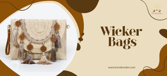 Handmade wicker fringe bag with bohemian design paired with a summer dress, perfect for beach trips and casual outings.