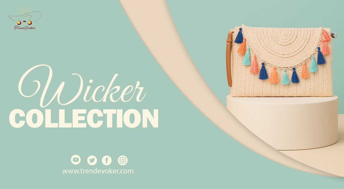 Handmade wicker fringe bag with boho design – festival clutch for women in Pakistan.