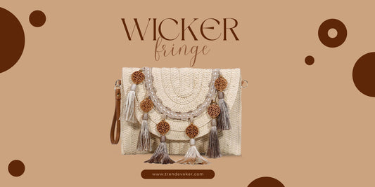 Elegant winter styling with Wicker Fringe Bag, pearl-embellished clutches, and formal handbags for ladies.