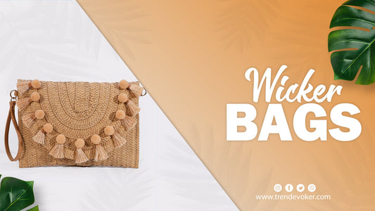 Handmade wicker fringe clutch bag for women – eco-friendly beach and evening fashion accessory from Pakistan.