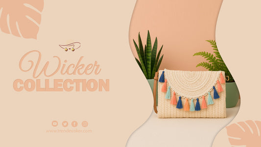 Woman holding a handmade wicker fringe bag on a beach in Pakistan, styled with a summer dress – TrendEvoker.