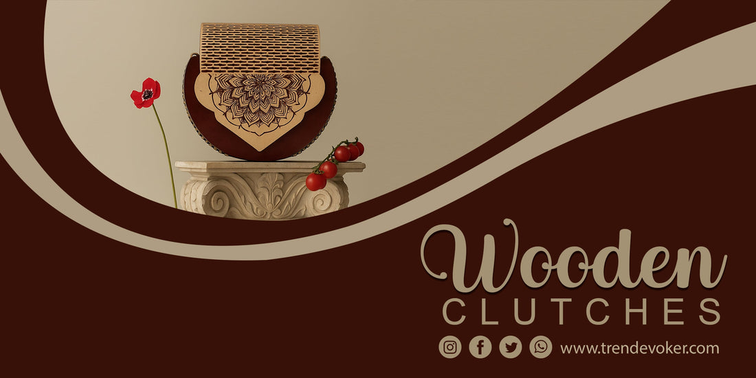 Fashion influencer styling a handmade wooden bag in Pakistan – eco-friendly wooden purse for women.
