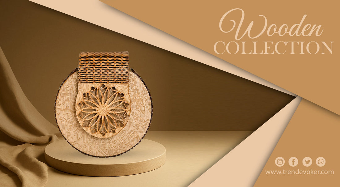 Handcrafted eco-friendly wooden handbags and purses for women in Pakistan by TrendEvoker.