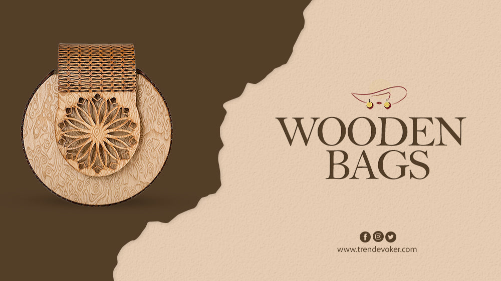 Handmade eco-friendly wooden bag for women in Pakistan by TrendEvoker – stylish natural material purse with unique artisan design.
