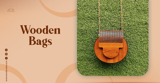 Natural bamboo wooden handbag with chain – affordable and stylish design for women in Pakistan.