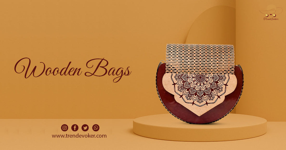 A handcrafted wooden handbag with eco-friendly design, made in Pakistan – perfect for formal events and daily wear.