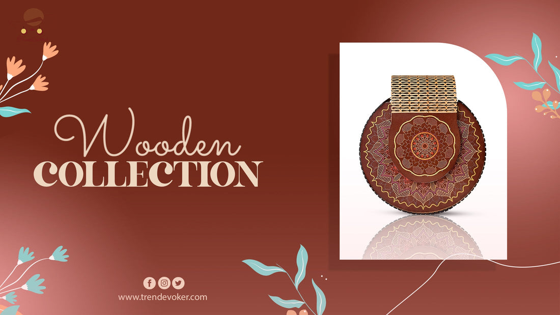 handcrafted wooden handbags, including a wooden tote, crossbody, and clutch eco-friendly and artisan-crafted.