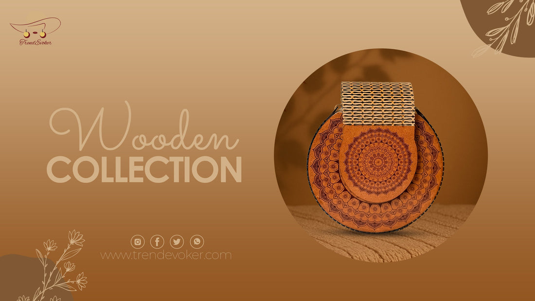 Handmade wooden handbag for women in Pakistan with eco-friendly design by TrendEvoker.