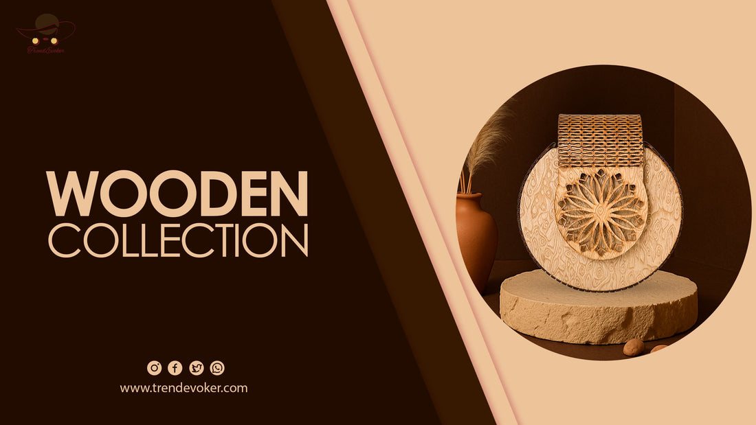 Handmade wooden purse for women in Pakistan with eco-friendly design and natural wood finish.