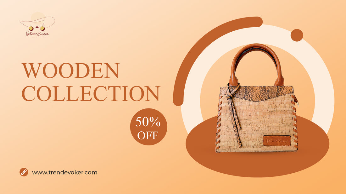 Handmade wooden bag in Pakistan with bamboo design, perfect for eco-friendly and sustainable fashion.