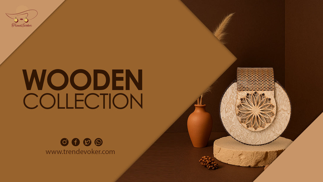 Handmade eco-friendly wooden shoulder bag for women in Pakistan with natural finish and sustainable design.