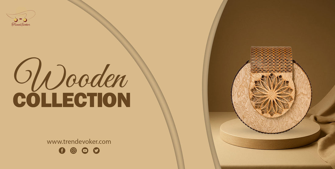 Handmade wooden shoulder bag for women in Pakistan – eco-friendly design by TrendEvoker.