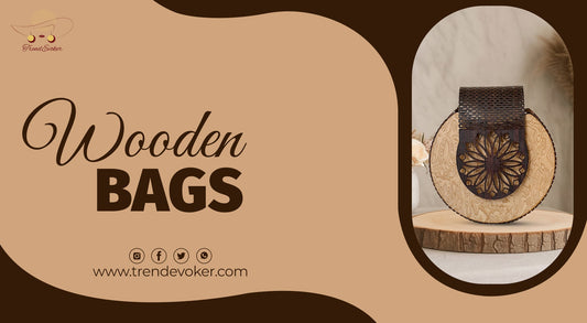 Premium handmade wooden shoulder bag for women in Pakistan – eco-friendly wood purse by TrendEvoker.