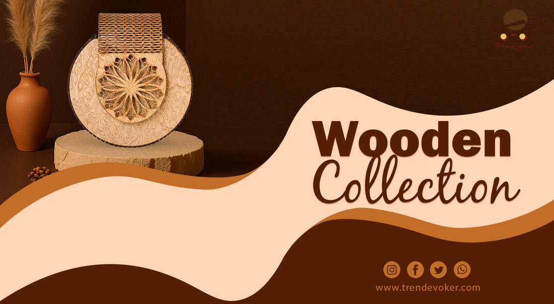 Handmade wooden shoulder bag styled with traditional Pakistani dress for spring fashion.