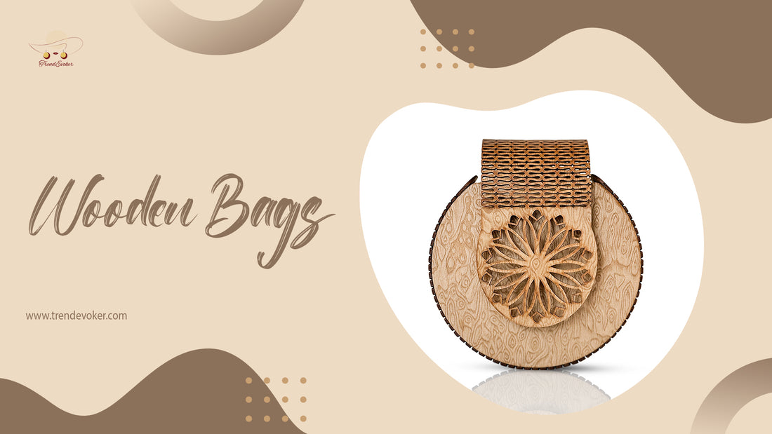 Handmade wooden bag with eco-friendly design, featuring a polished wooden finish and stylish strap, crafted for women in Pakistan.